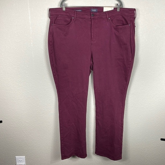 NWT NYDJ Marilyn Straight Purple Maroon Cabernet Jeans Lift Tuck Plus Sz 24W - Picture 2 of 9